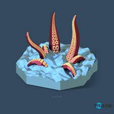 Not My Art Low Poly Kraken In 2020 Low Poly Art Isometric Art Pix Art