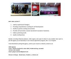 Find more interns in malaysia Gmg Agency Is A Marketing Agency For Prudential Assurance Malaysia Bhd Under Kuching Branch The Agency Which Led By The Senior Agency Manager Mr Yen Sze Wei Was Established For Almost 20