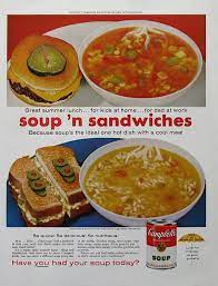 1958 Campbells Condensed Soup Ads Summer Soup Sandwiches Etsy Retro Recipes Soup And Sandwich Food