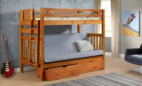 Couch bunk bed over futon stairway bunk bed honey. Amazon Com Tall Twin Over Full Futon Mission Honey Bunk Bed With Drawers Furniture Decor