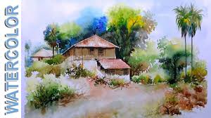 Watercolor Painting Village Mud House Scenery Tutorial By Nihar Debnath Painting With Oil Paints Find & download free graphic resources for watercolor. watercolor painting village mud house