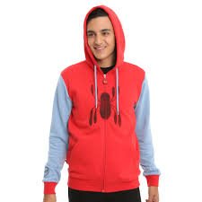 Design pass with a big spider. Spider Man Homecoming Homemade Suit Cosplay Hoodie