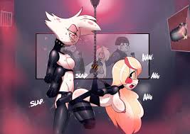 Vaggie and Angel Dust Hazbin Hotel - Latex Cumming Sex