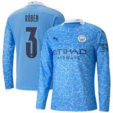 Official soccer football club team casual long sleeve sweatshirt sports active top. Manchester City Cup Home Shirt 2020 21 Long Sleeve With Ruben 3 Printing