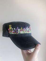 Wildflowers Hand Embroidered Hat Festival Fashion Festival Hat Vintage Hat Hats For Women Hats For Women Embroidered Hats Hand Embroidered Hat Fancy Hats