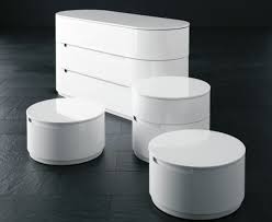A modern end table will have a minimal design with geometric shapes in neutral color tones. Circular Bedside Cabinet Finest Presotto Globo Robinsons Beds