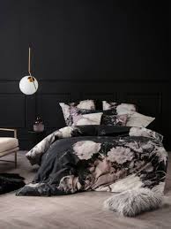 Black And White Floral Bedding Set Linen House Marselha Black Duvet Cover Floral Printed Flower Print Reverable Bedroom Vintage Black Duvet Bedroom Design