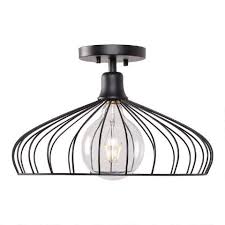Flush ceiling light fixtures are a remarkably versatile type of fixture that is suitable for almost any interior space. Black Wire Cage Semi Flush Mount Edward Ceiling Light World Market