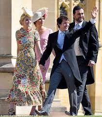 Here's what the guests wore to meghan and harry's wedding, including amal clooney, oprah, carey mulligan, princess anne and with a guest list full of celebrities (oprah! James Blunt S Wife Sofia Looks Stunning In A Colourful Collared Dress Wedding Attire Guest Royal Wedding Wedding Guest Dress