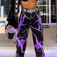 Lightning Print Baggy Pants Pants Women Fashion Streetwear Fashion Women Gothic Outfits