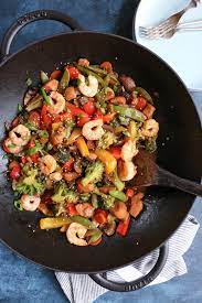 Add onion, mushrooms, peppers, carrots, water chestnuts, bok choy (without allow to cook covered over medium heat for 10 minutes. Simple Amazing Chicken And Shrimp Stir Fry