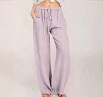 Generic Women's Cotton Linen Pants Summer Wide Leg Casual Loose Drawstring  High Waist Palazzo Pants Lightweight Trousers with Pockets Overstock Items  ...