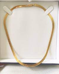 Herringbone Chain 14k Yellow Gold 4mm 16 Length 1980 S Vintage Made In Italy Layering Chain Necklace New Old Stock Gold Herringbone Chain Layered Chain Necklace 14k Yellow Gold