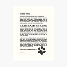 Feel free to download it and share with someone in need. Rainbow Bridge Poem Art Prints Redbubble