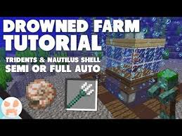 Drowned Farm Tutorial Simple Auto Or Semi Auto Youtube Minecraft Redstone Creations Minecraft Redstone Tutorial Minecraft Designs