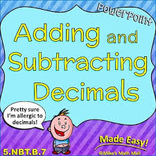 Adding And Subtracting Decimals Anchor Chart Worksheets