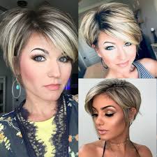 LEOSA Short Blonde Wigs with Bangs Pixie Cut Wig,Ombre Blonde Grey Bob Wigs  Layered Fluffy Curly Wigs for White Women Wavy Curly Synthetic Hair Wig  Highlight Ash Blonde Mixed Dark Brown :