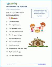 Adjectives and adjectival phrases (peter barnett). Linking Verbs And Adjectives Worksheets K5 Learning