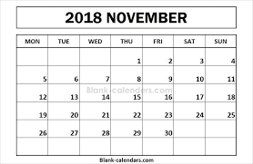 Printable November 2018 Calendar Monday Start Editable Calendar Print Calendar Calendar Printables