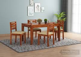 4 to 6 folding dining table set: Buy Advin 4 Seater Extendable Dining Set Honey Finish Online In India Wooden Street