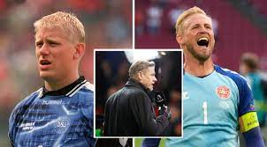 Manchester united goalkeeper peter schmeichel at the pre 1991/92. X74nbqur7ammcm