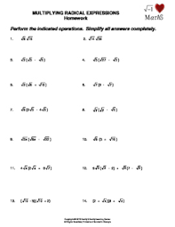 Multiplying radical expressions worksheet multiplying radical expressions worksheet : Multiplying Radical Expressions By Family 2 Family Learning Resources