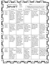 Kindergarten January Homework Calendar Common Core Aligned Homework Calendar Kindergarten Activities Kindergarten