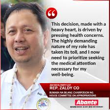 Bumaba si Ako Bicol party-list Rep. Elizaldy Co bilang chairperson ng House  Committee