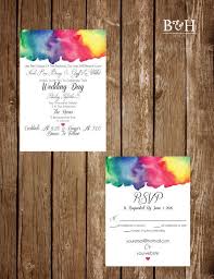 Printable Custom Rainbow Watercolour Rainbow Watercolor Bright Fun Water Color Wedding In Lesbian Wedding Invitations Wedding Invitations Rainbow Wedding