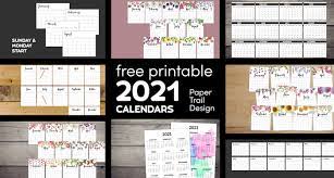 These are a great fit for your binder planner, and as always, completely free. Free Printable 2021 Calendars Paper Trail Design
