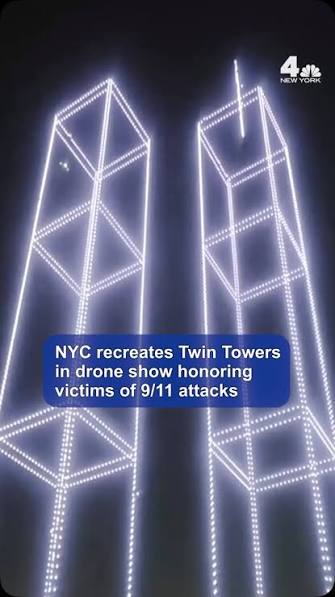A drone show consisting of 2,977 lights (one for every victim killed on Sept. 11) lit up the skies over New York on Wednesday night, recreating the Twin Towers in honor of the 25th anniversary of the ...