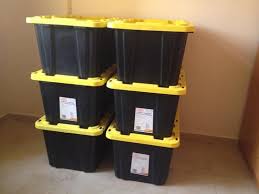 Black And Yellow Storage Bins 27 Gallon Hdx 27 Gal Tough Storage Bin In Black Hdx27gonline 5 The Home Depot Tote Storage Storage Bin Storage