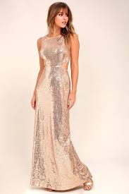 Belle Etoile Rose Gold Sequin Maxi Dress Mod And Retro Clothing Best Maxi Dresses Cutout Maxi Dress Elegant Maxi Dress