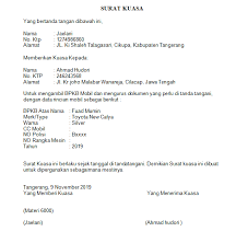 Yang bertanda tangan di bawah ini, saya (pemilik kendaraan sepeda motor. Contoh Surat Kuasa Pengambilan Bpkb Motor Dan Mobil Yang Benar Bloggadogado