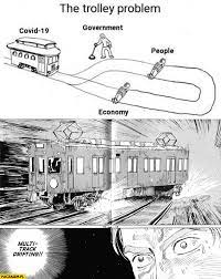 Pin tweet shop the meme. The Trolley Problem Covid 19 Government People Vs Economy Multi Track Drifting Starecat Com