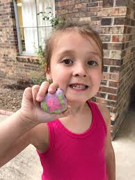 Sharing rocks at Blue Sky Bagels and hospital