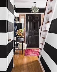 Black And White Interior House Paint Inspiration Cabana Stripe Entryway Black Interior Design Striped Decor House And Home Magazine