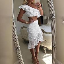 2 Pc Ruffle Lace Skirt Set White 45 Pick Up Today Or Free Shipping Autumn Dresses Elegant White Dress Fall Two Piece Dress
