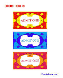 Kids Printable Circus Tickets For Pretend Circus Play Circus Tickets Circus Activities Carnival Tickets