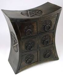 Six Drawer Pentagram Herb Cupboard Herb Box Altar Table Wiccan Tools Herbs For Spells Altar Tools Herb Storage Jewelry Box Diy Pentagram Gothic Jewelry
