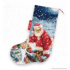 Dmc floss, glissengloss, mill hill beads and. Christams Stockings Set For Cross Stitching Luca S Santa Claus On The