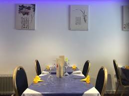 Go all in with your blue dining room decor by painting the doors and trim a complementary blue classic drapery panels help bring the white wainscoting and dark navy walls together in this l.a since dark blue dining room walls add drama and depth, wake up your space with a bold and airy. New Dining Room Super Clean And Blue White And Yellow Picture Of Wah Hing Newquay Tripadvisor