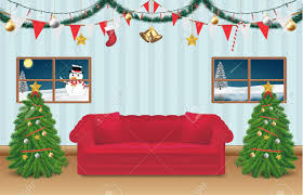 Apartments for christmas banner with flat vector illustration of living room decorated for holidays. Night Christmas Party Room Decorated Background Royalty Free Cliparts Vectors And Stock Illustration Image 89843801