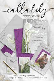 Elegant Floral White Purple Calla Lily Wedding Invitation Zazzle Com Lily Wedding Invitations Calla Lily Wedding Invitations Lily Wedding