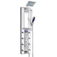 Akdy products are only shipped to addresses within the contiguous u.s., excluding alaska, hawaii, and puerto rico. Akdy 51 In 8 Jet Aluminum Shower Panel In Silver With Adjustable Rainfall Showerhead 3 Spray Handheld Showhead Adjustable 2 Spray Body Jet Temperature Display Tub Spout Shampoo Shelf Mirror Buy Online In Bahamas