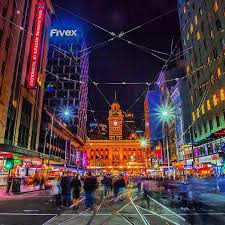 Buzzling City Night Streets Of Melbourne Melbourne Melbourne Australia Australia