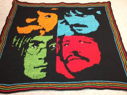 All stitches are even, tight and dense which makes it durable. The Latest In Beatles Decor The Afghan Is Single Crochet In Black And The Fab Four Are Cross Stitiched On Crochet Blanket Patterns Character Blankets Yarn Art