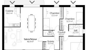 plan de maison 2 chambres salon cuisine