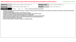 Prepared plans and details from civil and structural engineering documents utilizing autocad with. Senior Civil And Structural Drafter Resume Sample