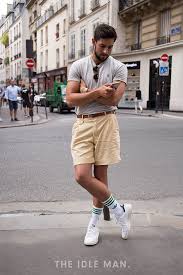 Men S Street Style Tuck It In Smarten Up Your Shorts And T Shirt By Tucking Mens Street Style The Idle Man Street Style